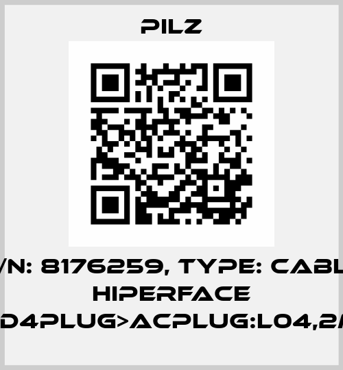 p/n: 8176259, Type: Cable Hiperface DD4plug>ACplug:L04,2m Pilz