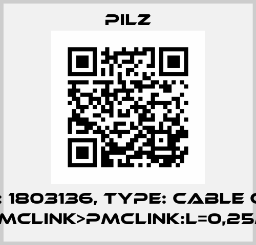 p/n: 1803136, Type: Cable Can PMCLink>PMCLink:L=0,25m Pilz