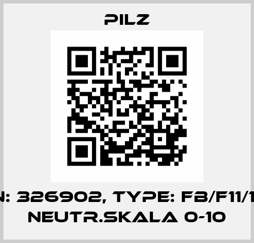 p/n: 326902, Type: FB/F11/1KO NEUTR.SKALA 0-10 Pilz