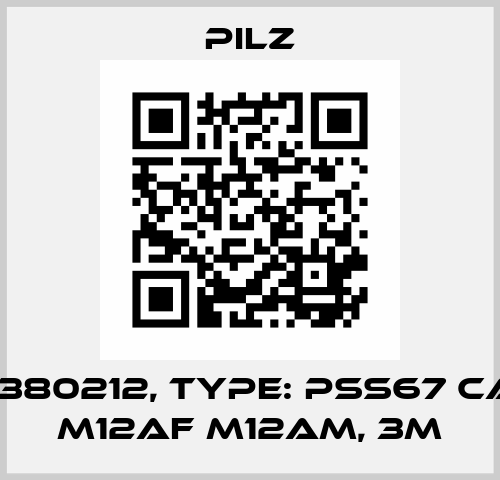 p/n: 380212, Type: PSS67 Cable M12af M12am, 3m Pilz