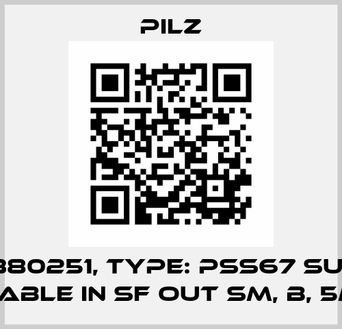 p/n: 380251, Type: PSS67 Supply Cable IN sf OUT sm, B, 5m Pilz