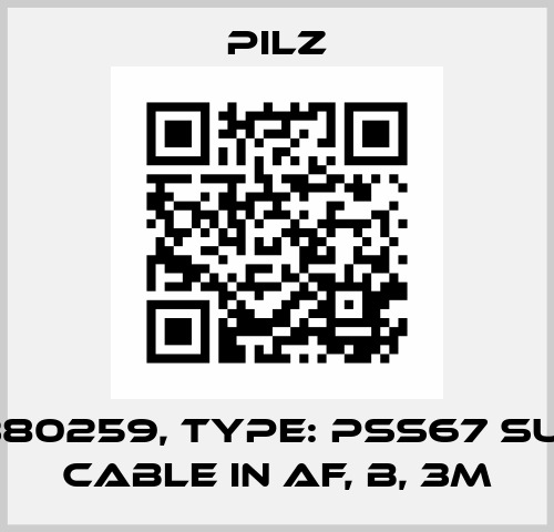 p/n: 380259, Type: PSS67 Supply Cable IN af, B, 3m Pilz