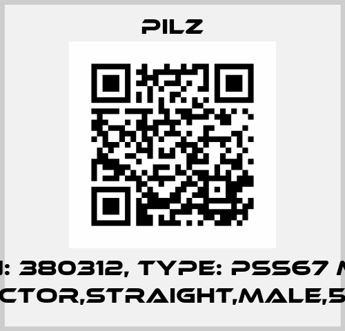 p/n: 380312, Type: PSS67 M12 connector,straight,male,5poleB Pilz