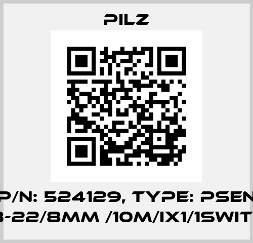 p/n: 524129, Type: PSEN 1.1b-22/8mm /10m/ix1/1switch Pilz