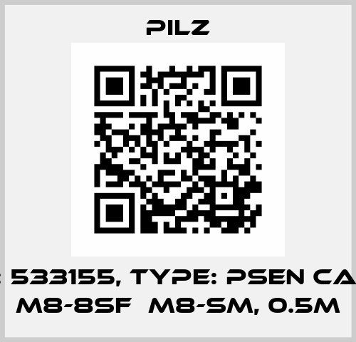 p/n: 533155, Type: PSEN cable M8-8sf  M8-sm, 0.5m Pilz