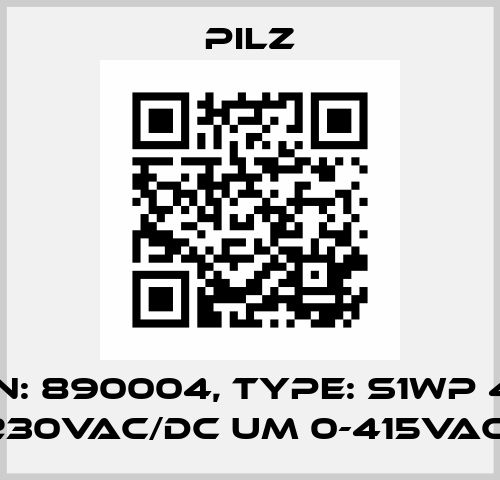 p/n: 890004, Type: S1WP 4A 110-230VAC/DC UM 0-415VAC  0% Pilz