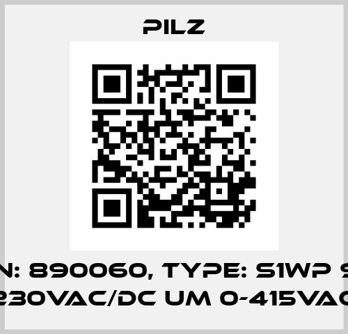 p/n: 890060, Type: S1WP 9A 110-230VAC/DC UM 0-415VAC/DC Pilz