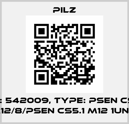 p/n: 542009, Type: PSEN cs5.1 M12/8/PSEN cs5.1 M12 1unit Pilz