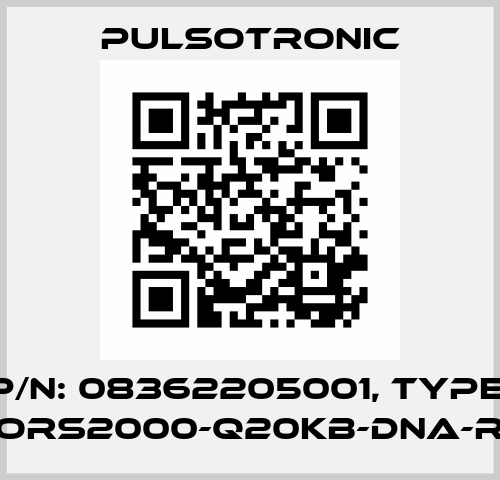 p/n: 08362205001, Type: KORS2000-Q20KB-DNA-RT Pulsotronic